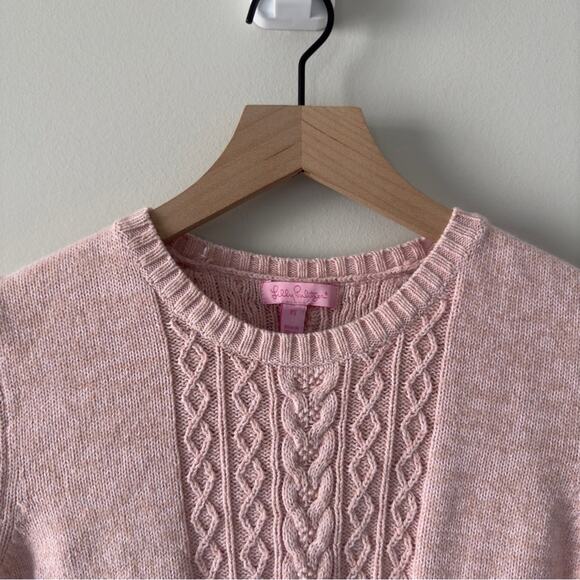 Lilly Pulitzer Pink Cable Knit Short Sleeve Sweater cotton/dehaired angora blend - Picture 4 of 10